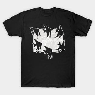 Currents Liquid Abstract Platinum Angelfish Silhouette T-Shirt